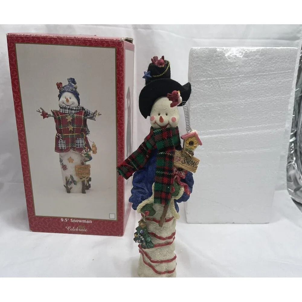 VINTAGE Celebrate The Season Ceramic Snowman  Christmas Holiday Decor
